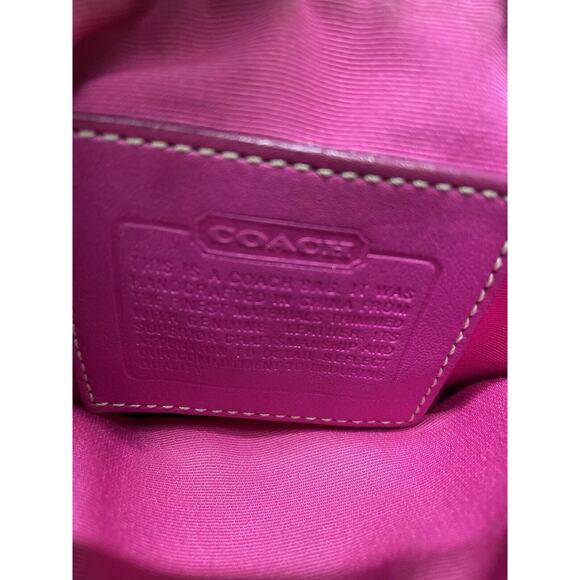 Vintage Y2K 90s Coach Signature Small Leather Crossbody Shoulder Bag Canvas Pink - Picture 13 of 14